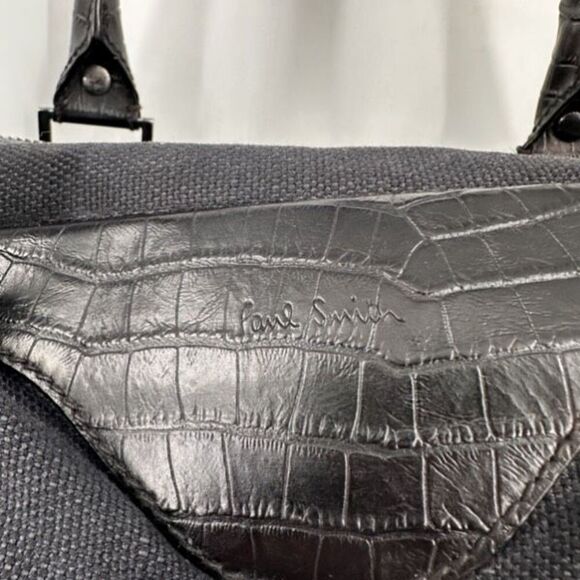 Paul Smith Women's Cotton Leather‎ Trim Double Handle Tote Shoulder Bag Black - Picture 2 of 16